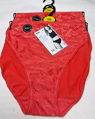 Set Of 2 Ex M&S Ladies Size 16 Underwear Highleg Red  Knickers  • £7.99