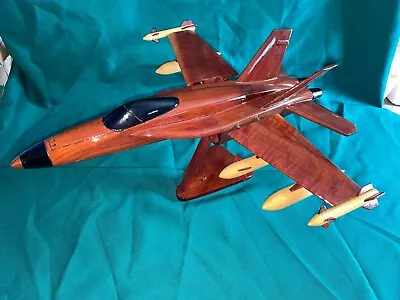 Vintage Handmade Wood Mahogany Military Airplane F-18 F/A-18 Hornet - Vietnam • $99