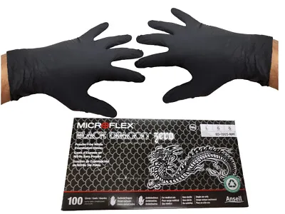 MICROFLEX Black Dragon Zero Black Nitrile Medical Exam Gloves - 100 Count • $15