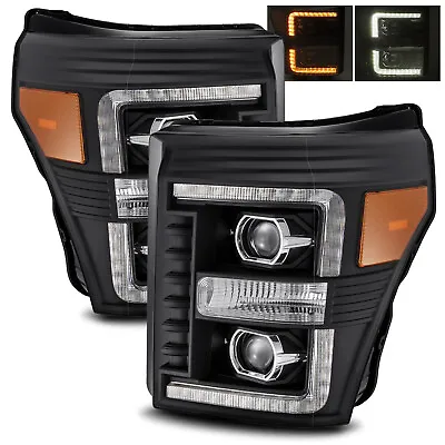 For 2011-2016 F250/F350/F450/F550 Super Duty LED Tube Black Projector Headlights • $358.98