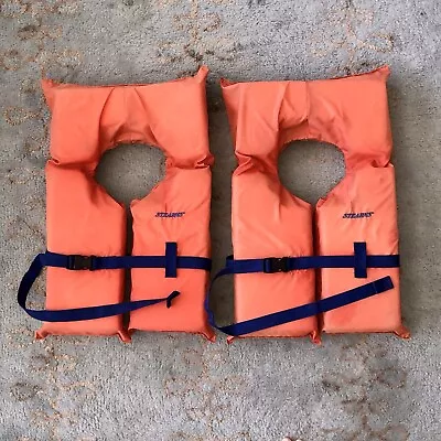 LOT Of 2 Orange Life Vests PFDs Preservers Buoyant ADULT Universal Marine USCG • $10.99