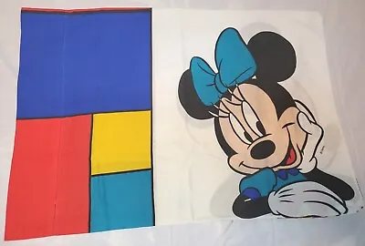 VTG Disney Mickey Mouse Minnie Mouse Double Sided Standard Pillowcase USA Fabric • $12.99