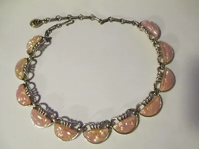 Vintage Sparkling Pink CORO Moonstone Link Panel 17  Necklace • $12