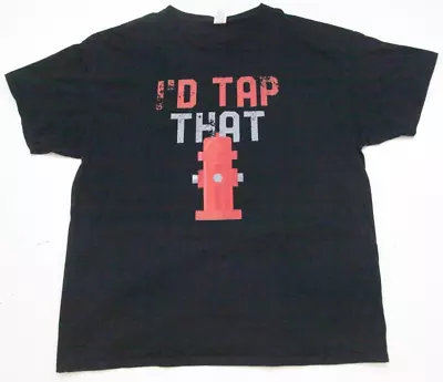 XL Fruit Of The Loom I'd Tap That Graphic T-Shirt Top Black Cotton Men's JKT207 • $19.99