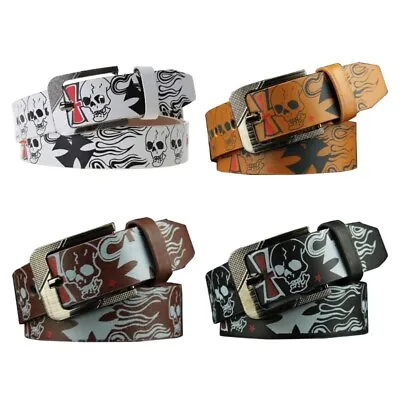 Women Waist Belt Skull Print Men Belt Cool Punk-style Waistband Men Cowboy Belts • £7.21