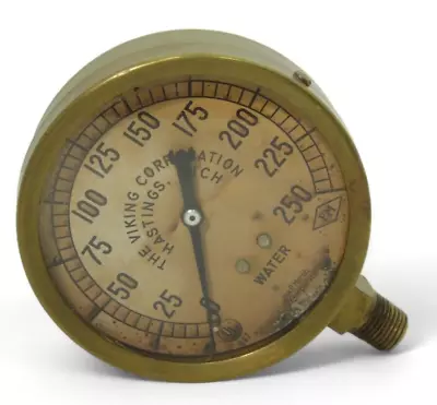 Viking Corporation Hastings MI Brass Vintage Water Pressure Gauge Steampunk • $39.98