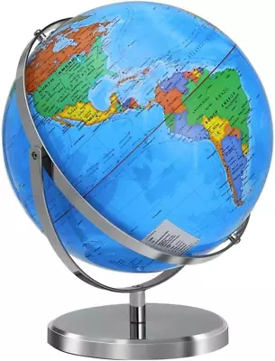 13  World Globe With Stand 720° Swivels In All Directions Stainless Steel Stan • $89.80