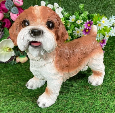 £16.99 • Buy White Brown Shih Tzu Dog Ornament Sculpture Indoor Outdoor Animal Statue Gifts 