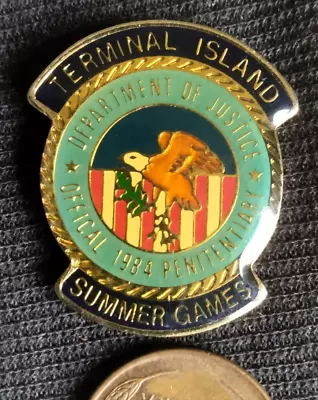 Los Angeles 1984 Olympics Department Of Justice Terminal Island Penitentiary Pin • $7.99