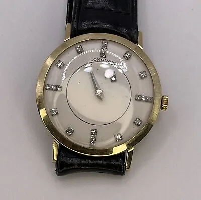 Vintage Mens Longines Mystery Dial 14k Gold Diamond Watch 19.4 17J 101 • $1750