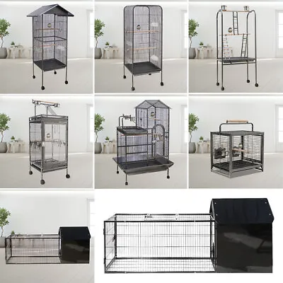 Multi-type Large Parrot Bird Cage W/ Play Stand &Wheel Macaw Aviary Finch Roller • £199.95