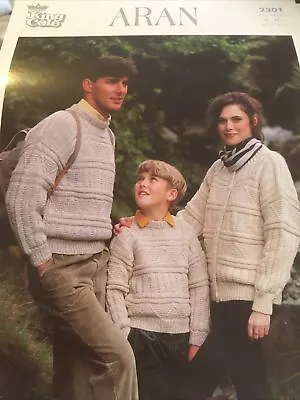 Family Knitting Pattern  Aran Cardigan & Sweatersize 28 To 48”/ 72 - 122 Cm 2301 • £1.95