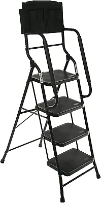 EdMaxwell 4 Step Ladder With Handrails 500 Lb Capacity Step Stool Folding Por... • $149.99