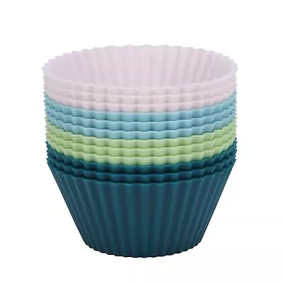 SAWNZC Silicone Baking Muffin Cups 12 Pack Reusable Cupcake Liners Cake Molds... • $10.44