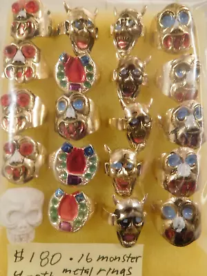 16 Vintage Halloween Metal Monster Rings + 4 More Scary Rings • $300