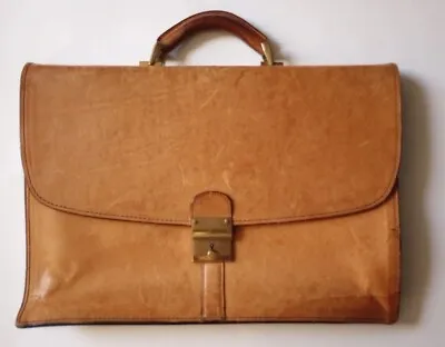 Boyt Briefcase Leather Distressed Honey Brown Doctor Bag Vintage US Made • $97.89