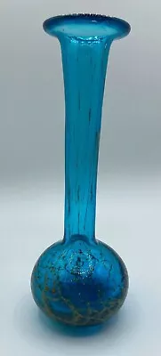 Mdina Art Glass Bud Vase Made In Malta Azure Blue Sea And Sand Signed • $49