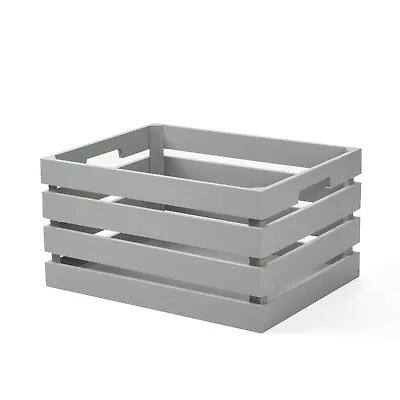 Grey Wooden Crate Storage Box Display Shelves Christmas Eve Gift Box • £11.99