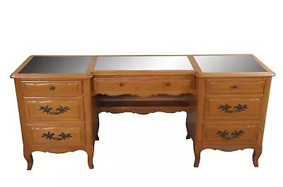 Mid Century Country French Provincial Mirrored Vanity Desk Console Credenza 72  • $998.75