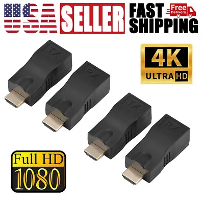 1080P 4K HDMI Extender To RJ45 Over Cat 5e/6 Network LAN Ethernet Adapter 4PCS • $10.99