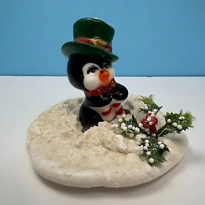 VTG Hallmark Christmas Penguin Tophat Snowy Snowball Candle Unused Display Decor • $19.99