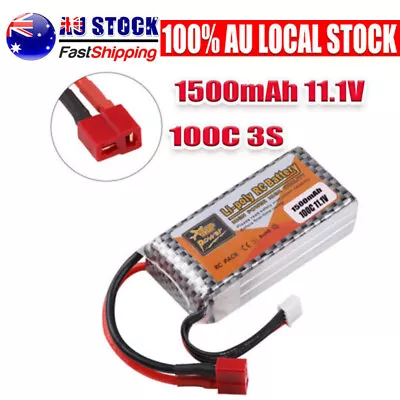 11.1V 3S 1500mAh 100C LiPo Battery T Plug For RC Model Airplane Helicopter Drone • $33.15