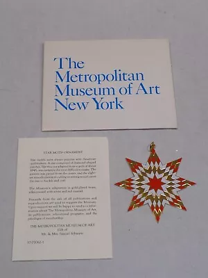 The Metropolitan Museum Of Art New York Ornament Christmas Quilt Star Motif Old • $36.99