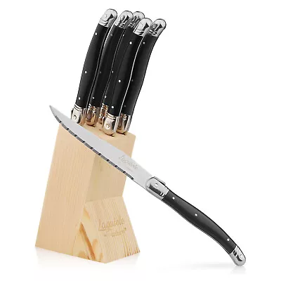 Chopmate Laguiole Stainless Steel Steak Knives Knife Set + Storage Block (Black) • $19.99