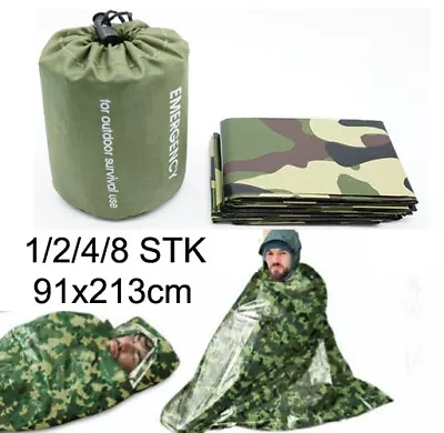 1/2/4/1 Emergency Survival Sleeping Bag Bivy Bag Tent Rescue Blankets Waterproof • $32.05