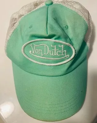 Vintage VON DUTCH Green/White Adjustable Baseball Cap Preowned • $21.99