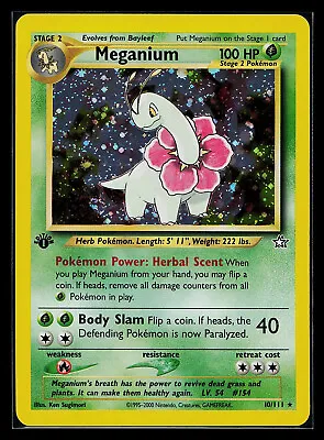 Pokemon Card - 1st Edition Meganium Neo Genesis 10/111 Holo Rare SWIRL • $89.99