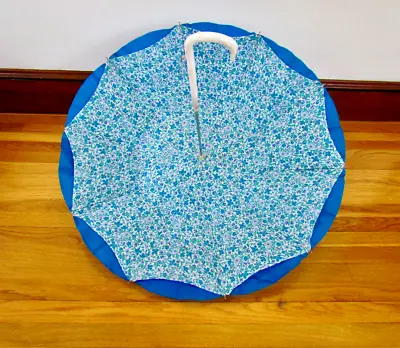 Liberty Of London Umbrella Vintage Lucite Handle Blue  & Floral Pattern 1960s • $149