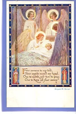 Old Vintage Postcard Artist Signed Margaret Tarrant Angels Round A Childs Bed • £1.99