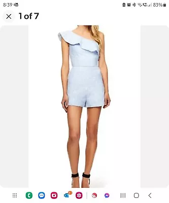 Kookai Size 38 AU 10 Playsuit Romper One Shoulder Blue LacePockets • $35