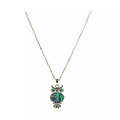 Women's Natural Abalone Shell Owl Pendant And Necklace Set • $9.99