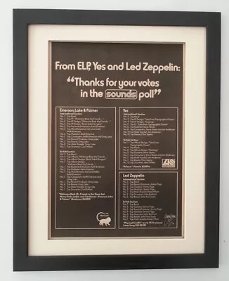 Elp*yes*led Zeppelin*1974*rare*original*poster*ad*quality Framed*fast World Ship • $113.60