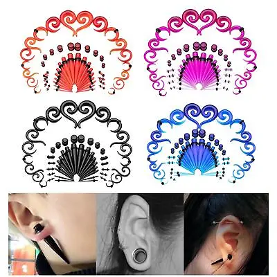 54 X Acrylic Ear Stretchers Tapers Plugs Expansions Tunnels Plugs Set Spiral • £8.76