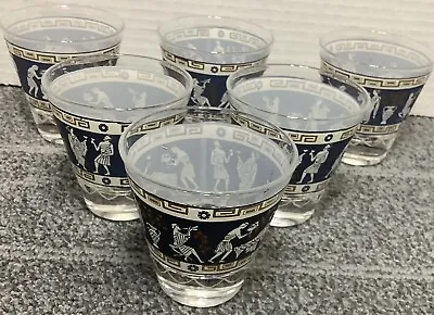  Cera Vintage  3 Ounce Drinking Glass Wedge Wood Blue70s.  Set Of 6   • $29