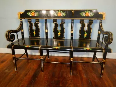 CHILD SIZED Stenciled Paint Decorated Plank Seat Settee Bench EBERSOL  • $285