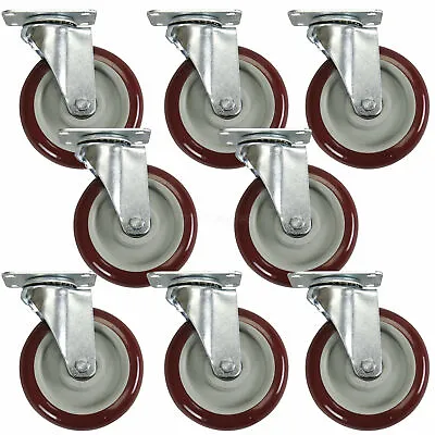 $48.98 • Buy 8 Pack 5 Inch 5'' Caster Wheels Swivel Plate Casters Polyurethane