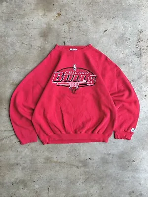 Vintage 90s Logo Athletic Chicago Bulls Basketball NBA Crewneck Sweatshirt Red L • $75