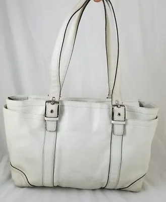 Coach Rare HTF XL Ivory Leather Diaper Laptop Multi Function Tote Carryall 10288 • $126.36