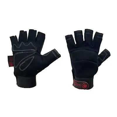 Fingerless Work Glove Leather Padded Palm Mechanics / GYM Max Performance Gloves • £9.49
