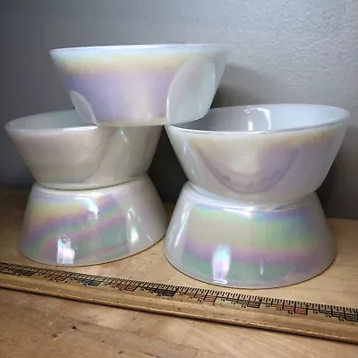 Lot Of 5 Federal Glass Moonglow Iridescent White Pearl Cereal Or Soup 5  Bowls • $19.99