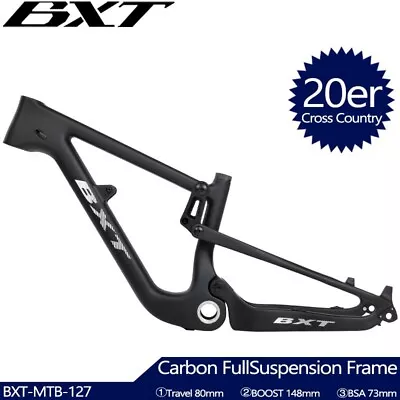 £659 • Buy 20er Carbon Full Suspension MTB Frame XC Travel 80mm Child  Mountain Bike Frames