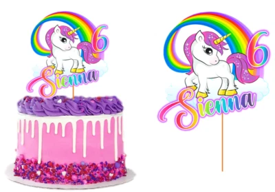 $14.80 • Buy Unicorn Rainbow Cake Topper Personalised  Glossy Cardstock Decoration