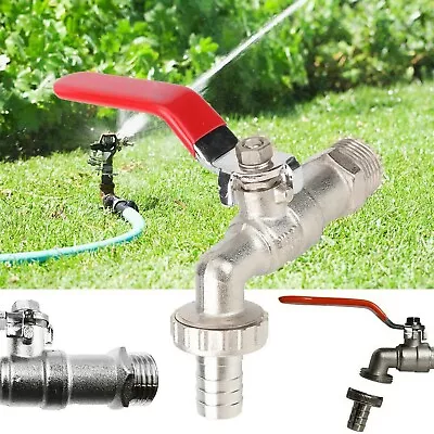 1/2  Garden Tap Outdoor Water Tap Lever Red Handle Hose Plug Brass Ball Valve UK • £5.75