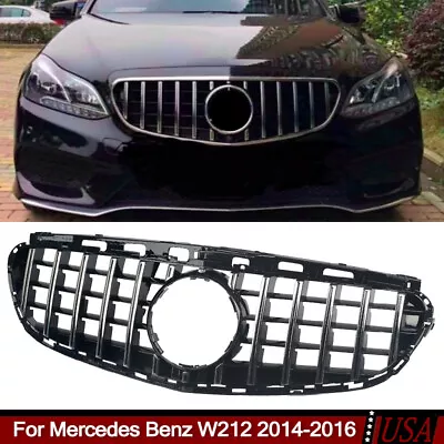 GT Style Front Bumper Grille For Mercedes Benz W212 E350 2014-2016 Chrome+Black • $99.99