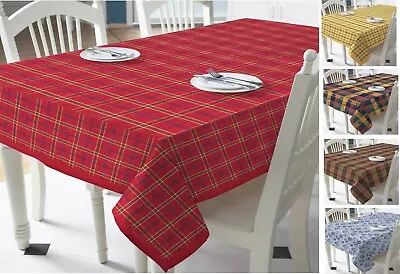 100% Cotton Checkered Square Red Ochre Rectangle Tablecloth Table Linen  • £6.99