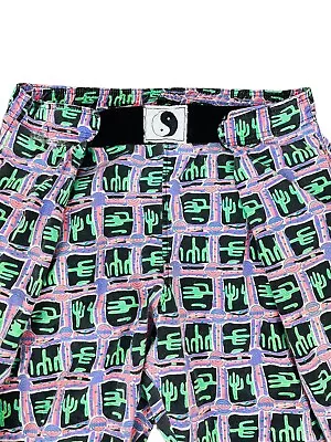 Vintage 80's/90's Yin Yang Cactus All Over Print Baggy Hip Hop Pants Distressed • $32.99